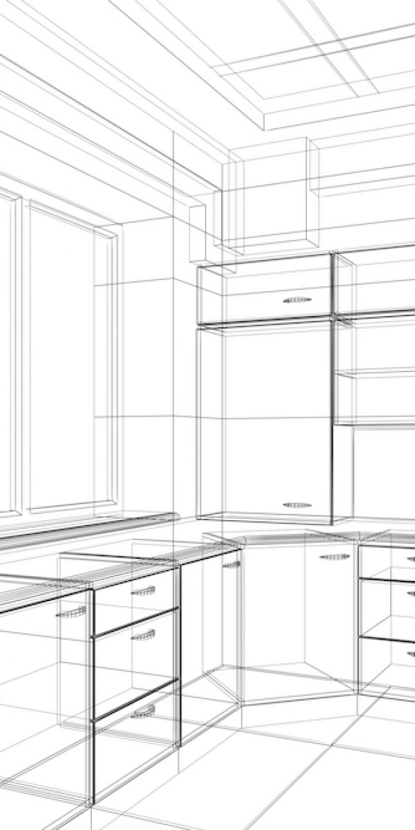 abstract design sketch of kitchen interior